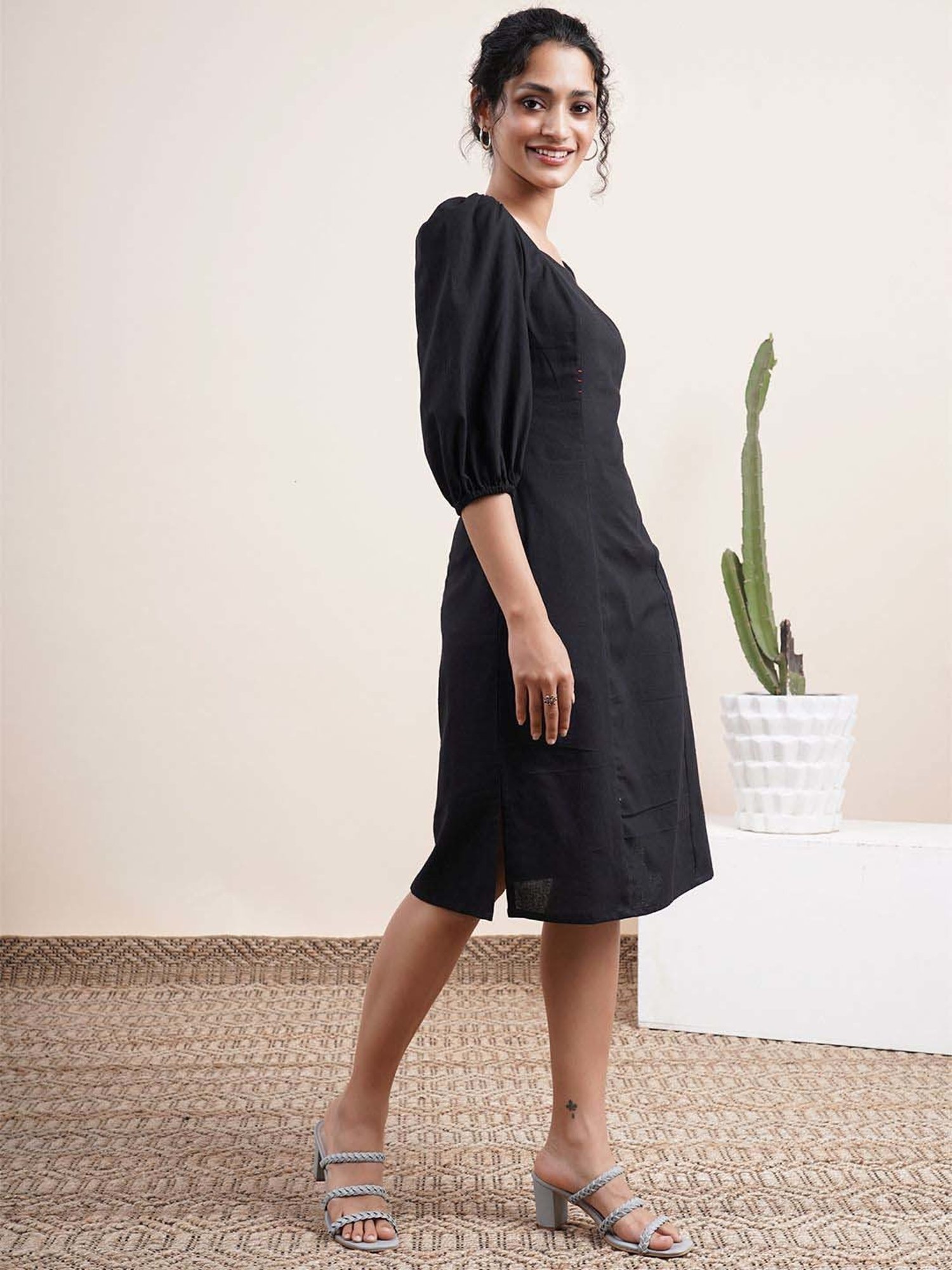 Abhishti Black A-Line Dress