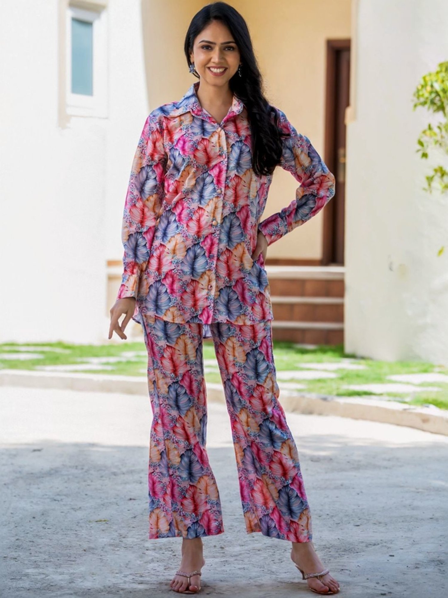 HOUSE OF JAMOTI Multicolored Printed Tunic Palazzo Set