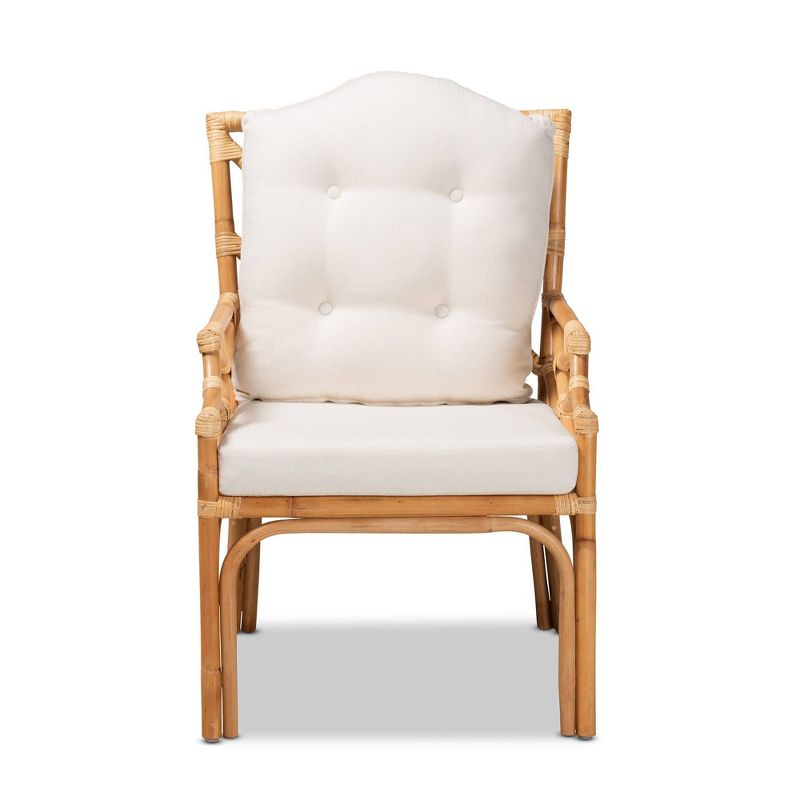 Sonia Rattan Armchair Natural/White - Baxton Studio