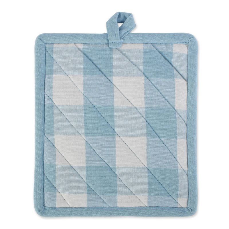 2pc Cotton Buffalo Check Oven Mitt and Pot Holder Set Blue - Design Imports