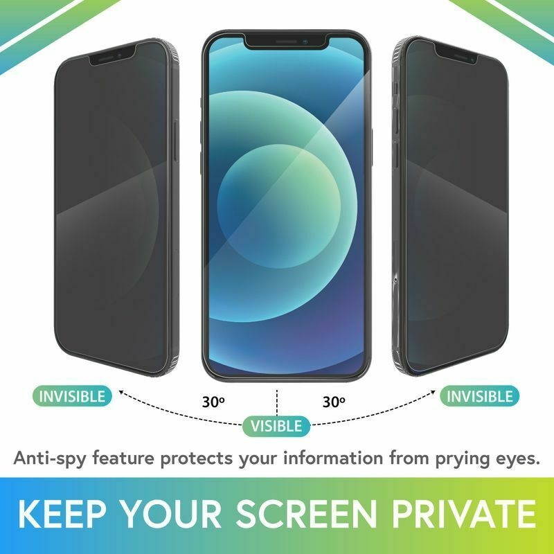 2x Privacy Tempered Glass Screen Protector for iPhone 12  12 Pro 6.1" Anti-