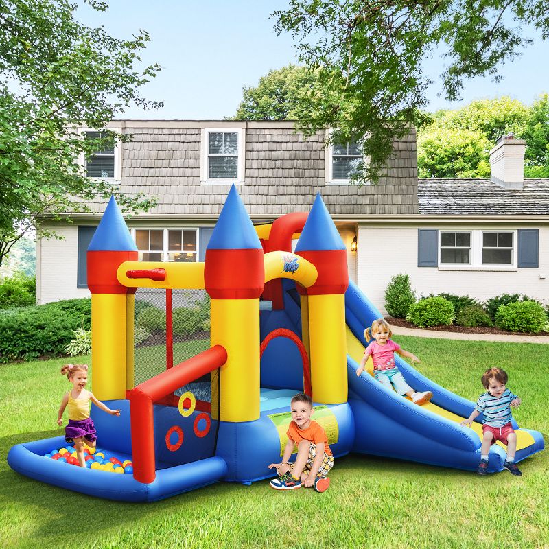 Costway Inflatable Bounce House Slide Bouncer Kids Castle Jumper w/ Balls & 780W Blower