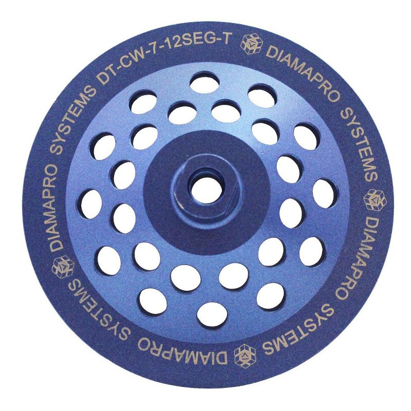 DiamaPro Systems DT-CW-7-12SEG-T Threaded 5 Inch 12 Segment Turbo Concrete Grinding Cup Wheel for Grinding, Leveling, & Removing Glue/Coating