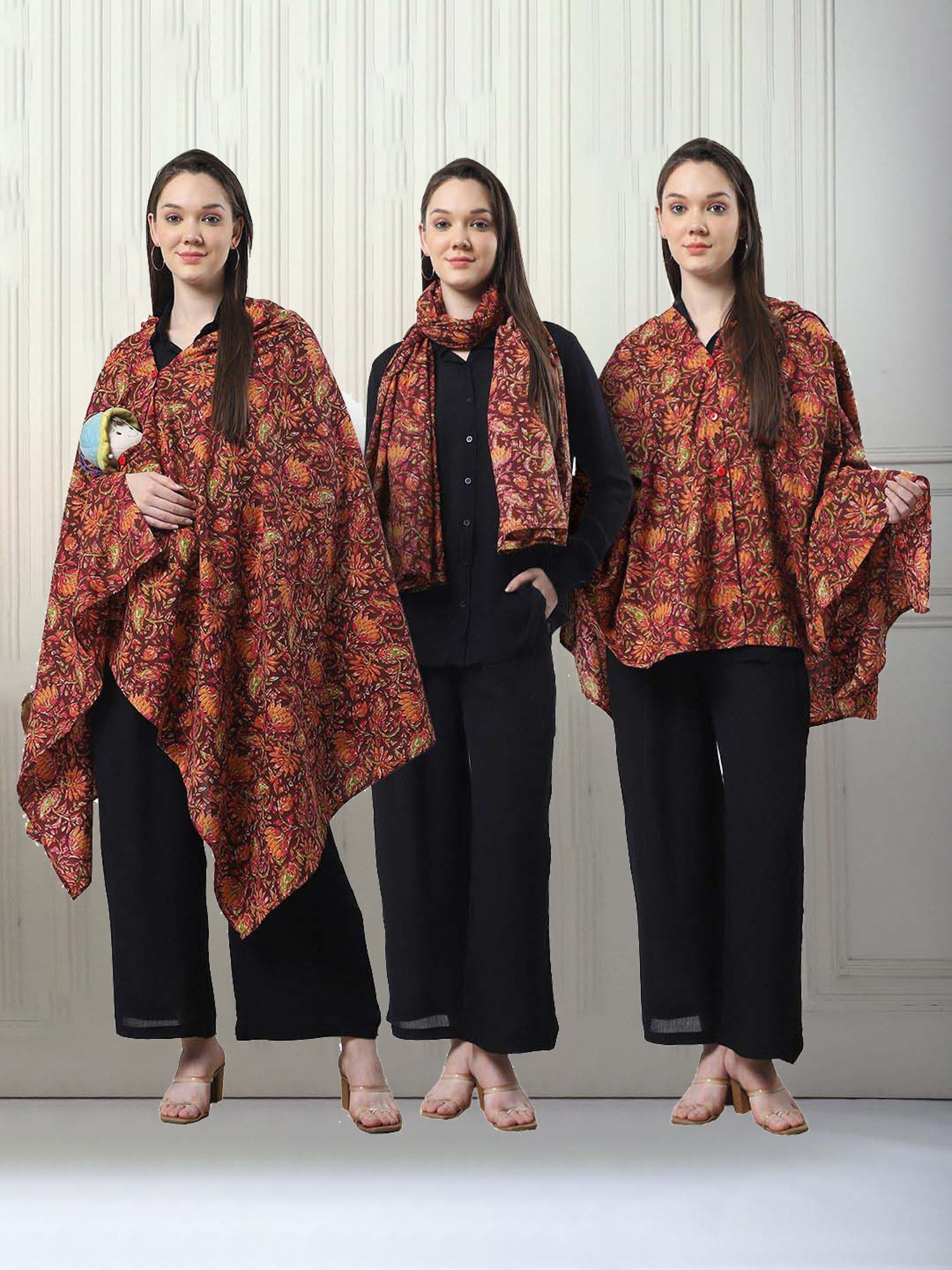 Secret Wish Brown Cotton Floral Straight Nursing Cover