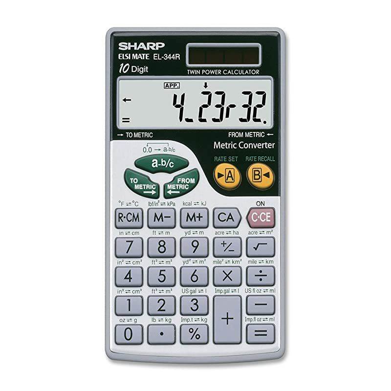 EL344RB 10Digit Calculator with Punctuation Metric Converter Solar Powered LCD Display Small Pocket Calculator for Students and Professionals