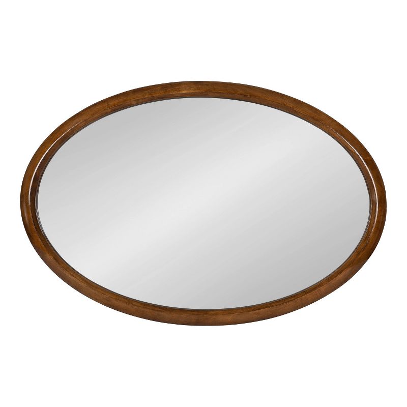 24" x 36" Pao Oval Wall Mirror Walnut Brown - Kate & Laurel All Things Decor