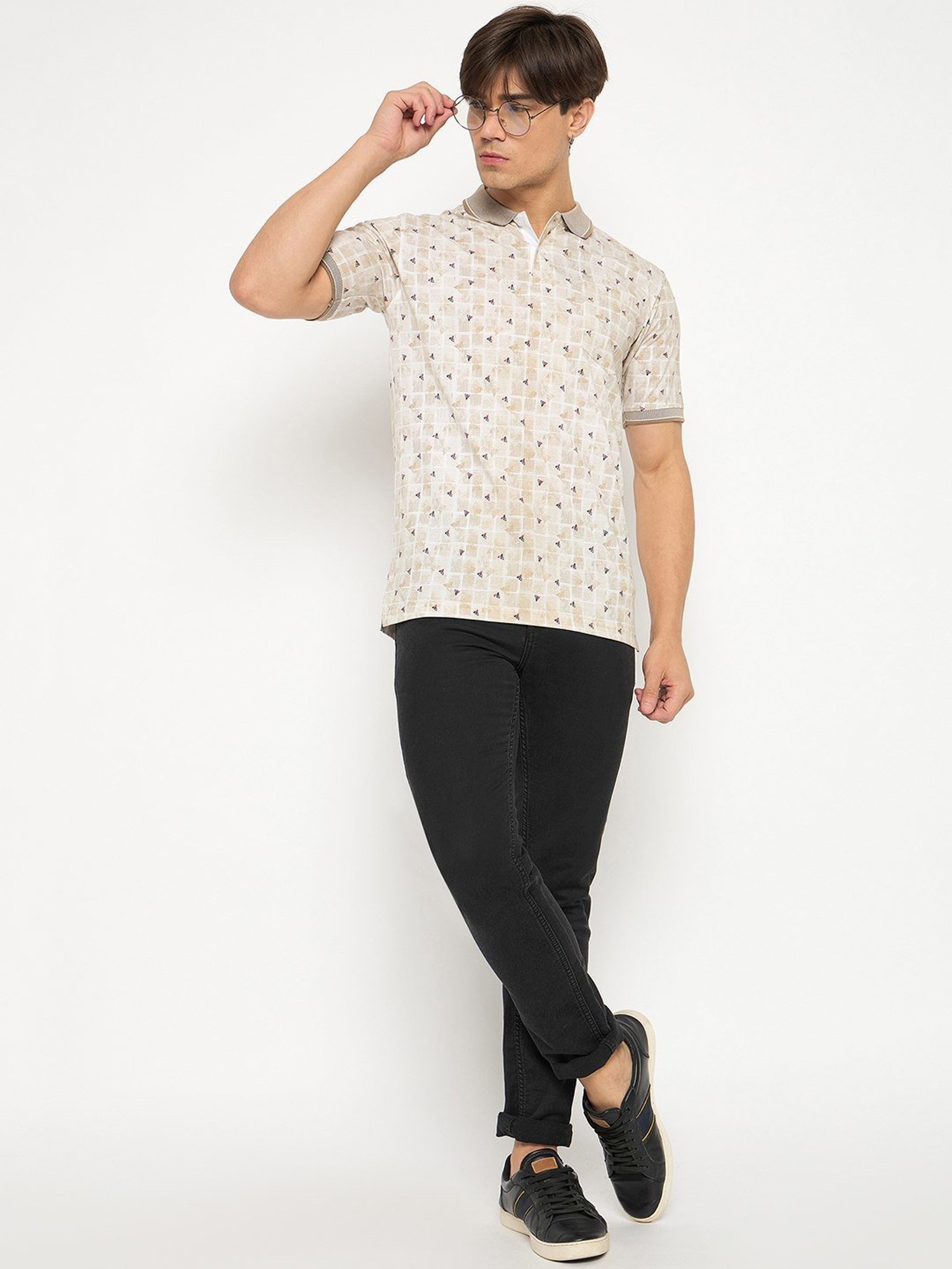 Duke Beige Regular Fit Printed Polo T-Shirt