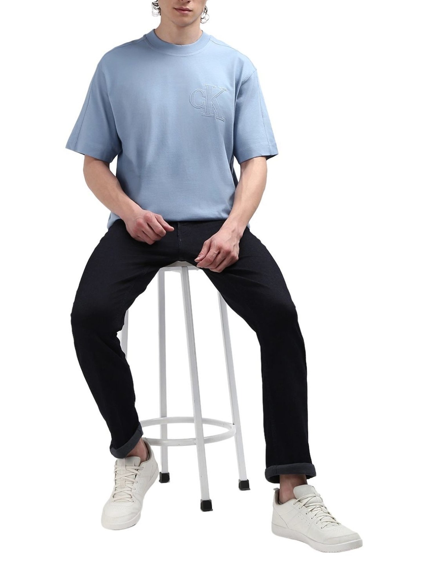 Calvin Klein Blue Cotton Relaxed Fit T-Shirt