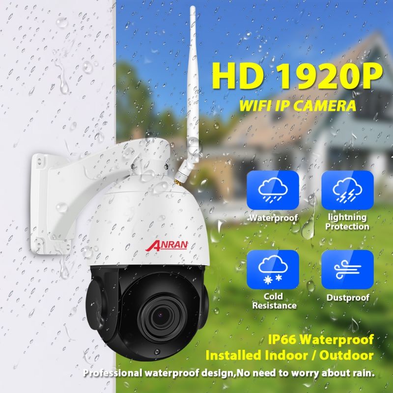 ANRAN 1080P PTZ IP Camera Outdoor Waterproof Speed Dome Camera 4 X Zoom Lens 60M IR Night Vision Security Camera Support Onvif