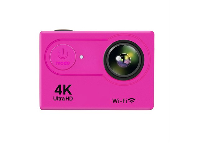 New Action Sports Mini Camera Ultra HD 4K WiFi Camcorder 1080P/60fps 2inch LCD 170 Degrees Helmet Cam 50M Waterproof Biker Video Camera Rose Red Color