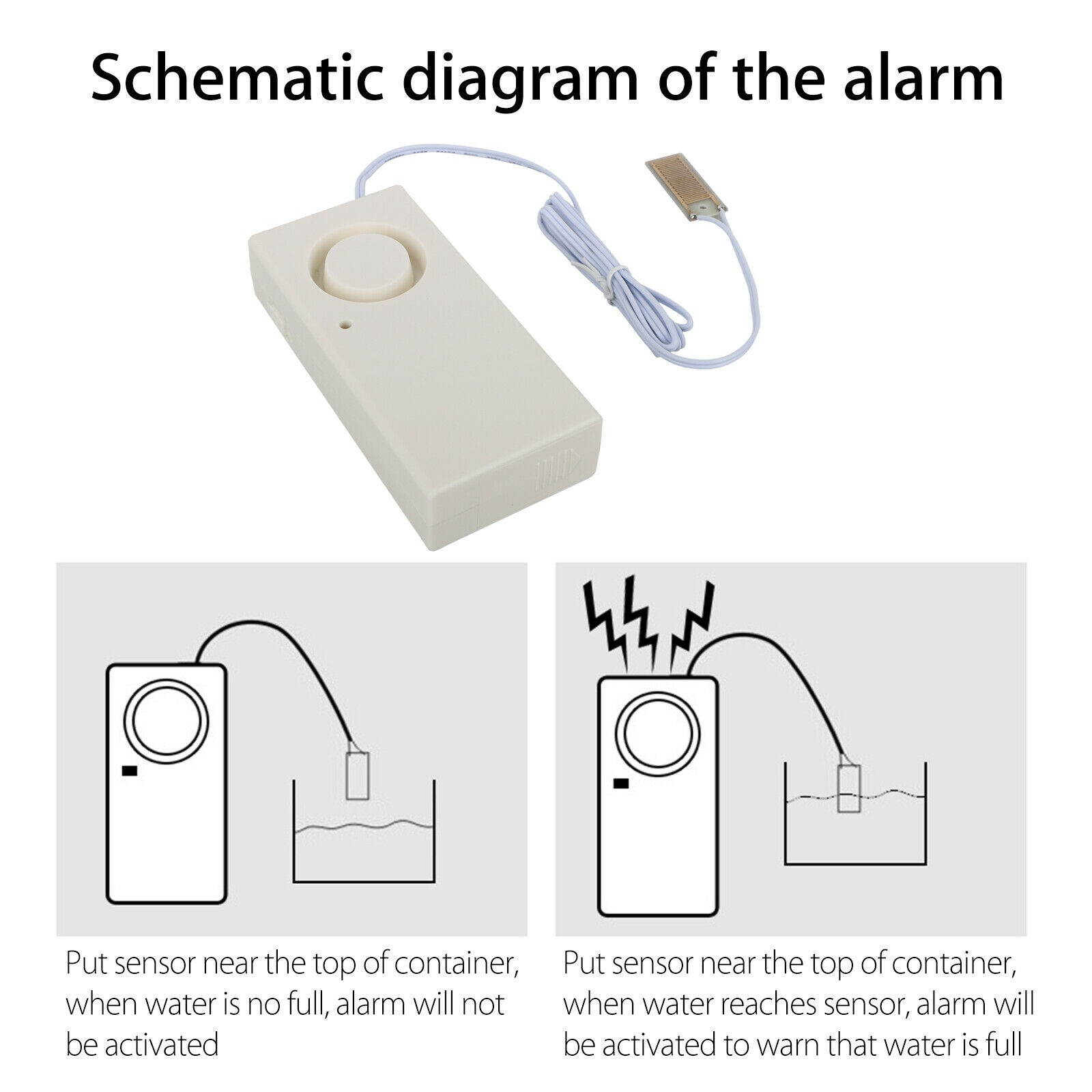 130db Water Leak Alarm Flood Level Overflow Detector Sensor Home Security Alert