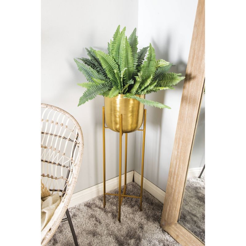 Set of 2 Planters with Stand Gold - CosmoLiving by Cosmopolitan