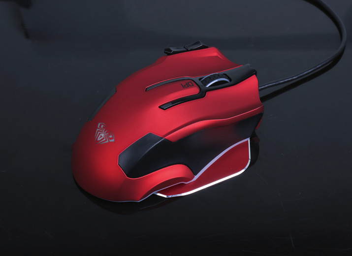 AULA Death Coil  Ergonomic Design, Cool Exterior Wired 8200DPI 10-button 7 Breathing Backlit Light Gaming Mouse For Office And Game, High Compatability - Red