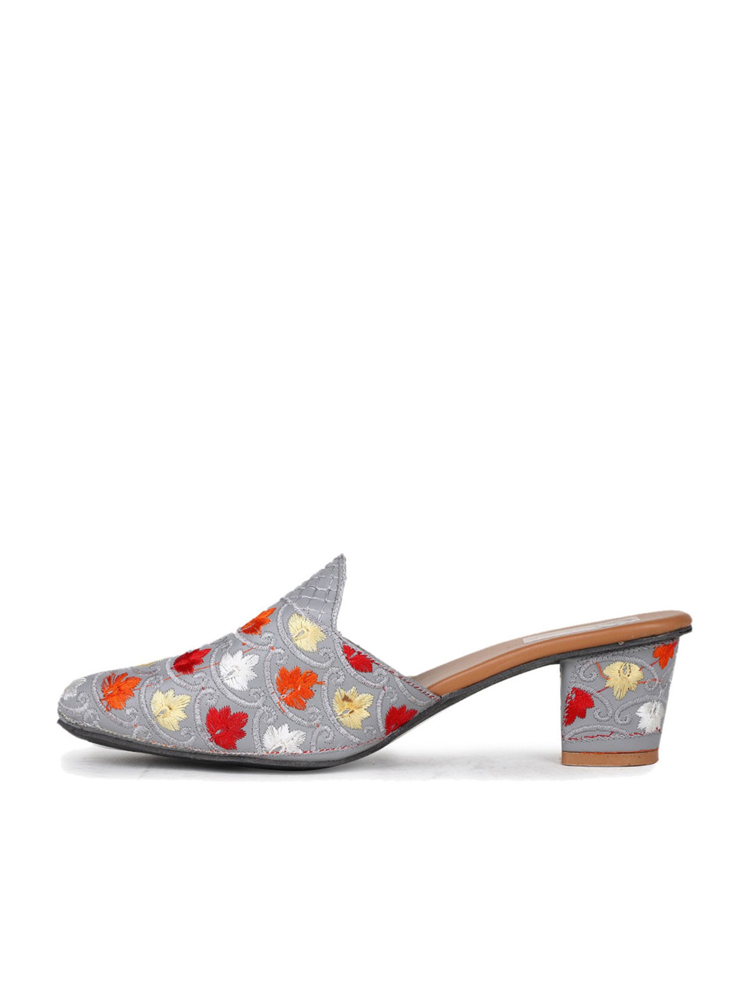 The Desi Dulhan Women's Grey Mule Shoes