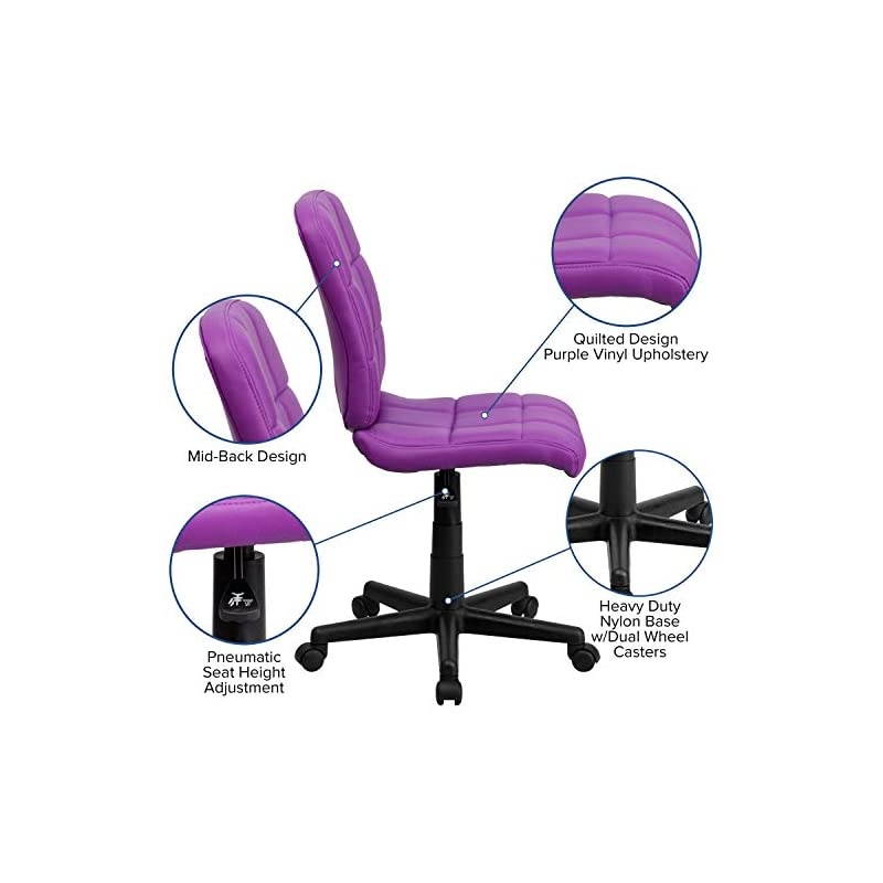 Mid-Back Purple Quilted Vinyl Swivel Task Office Chair