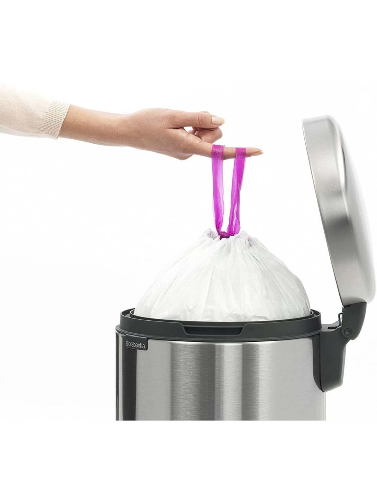 BRABANTIA NewIcon Silver & Black Stainless Steel Pedal Bin (12 L) - Set of 1