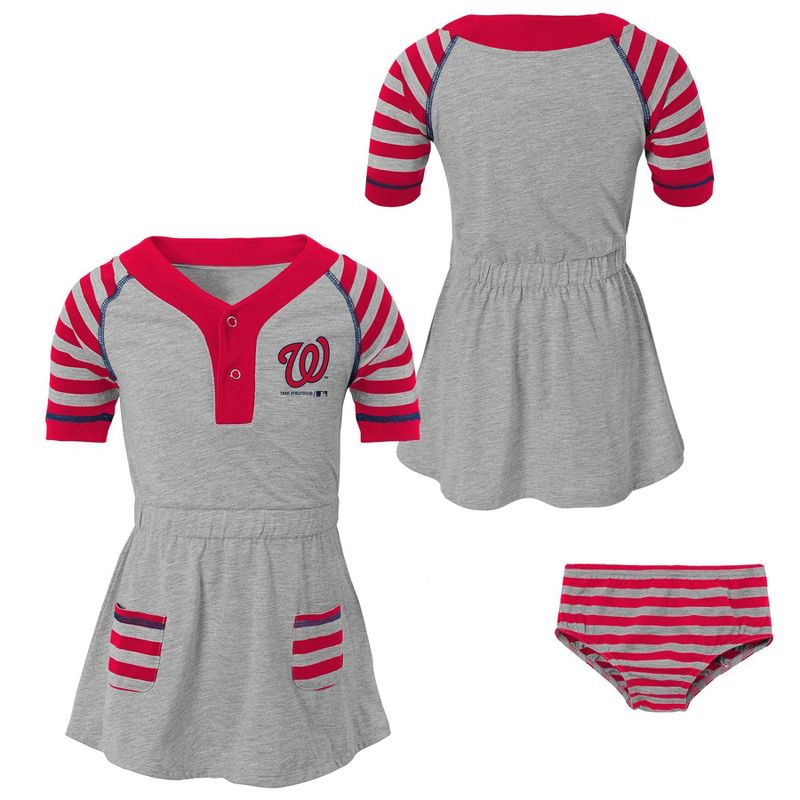 MLB Washington Nationals Girls' Striped Gray Infant/Toddler Dress - 12M