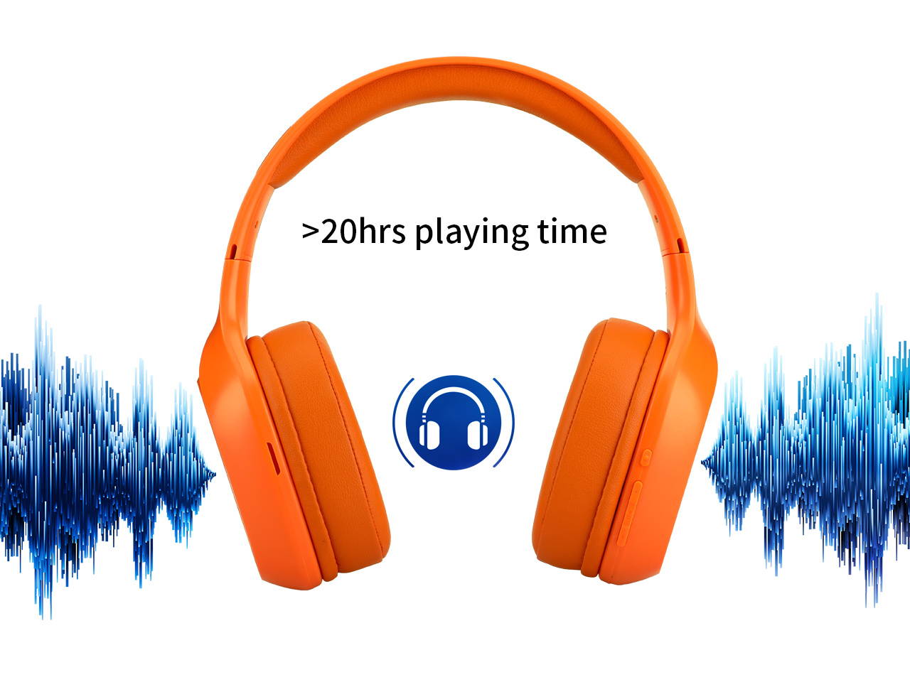 ApeSonic Tangerine : Bluetooth 5.0 Wireless Headphones, Classic tuning & Premium audio, Hi-Fi & Hi-Res Life style, over ear design, Lightweight & Comfortable to wear