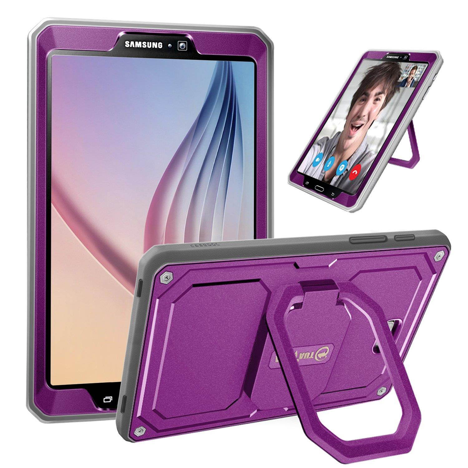 Fintie Case for Samsung Galaxy Tab A 10.1 (2016 NO S Pen Version), [Tuatara Magic Ring] 360 Rotating Multi-Functional Grip Stand Shockproof Cover Built-in Screen Protector for Tab A 10.1 Tablet,Purple