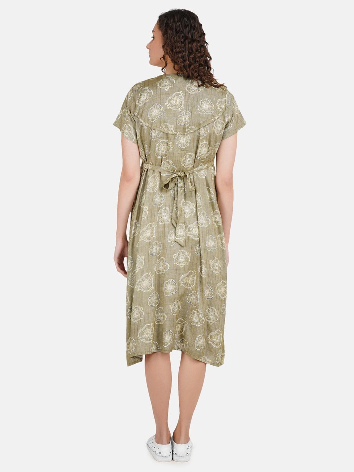 KOI SLEEPWEAR Olive Floral Print Maternity Dress