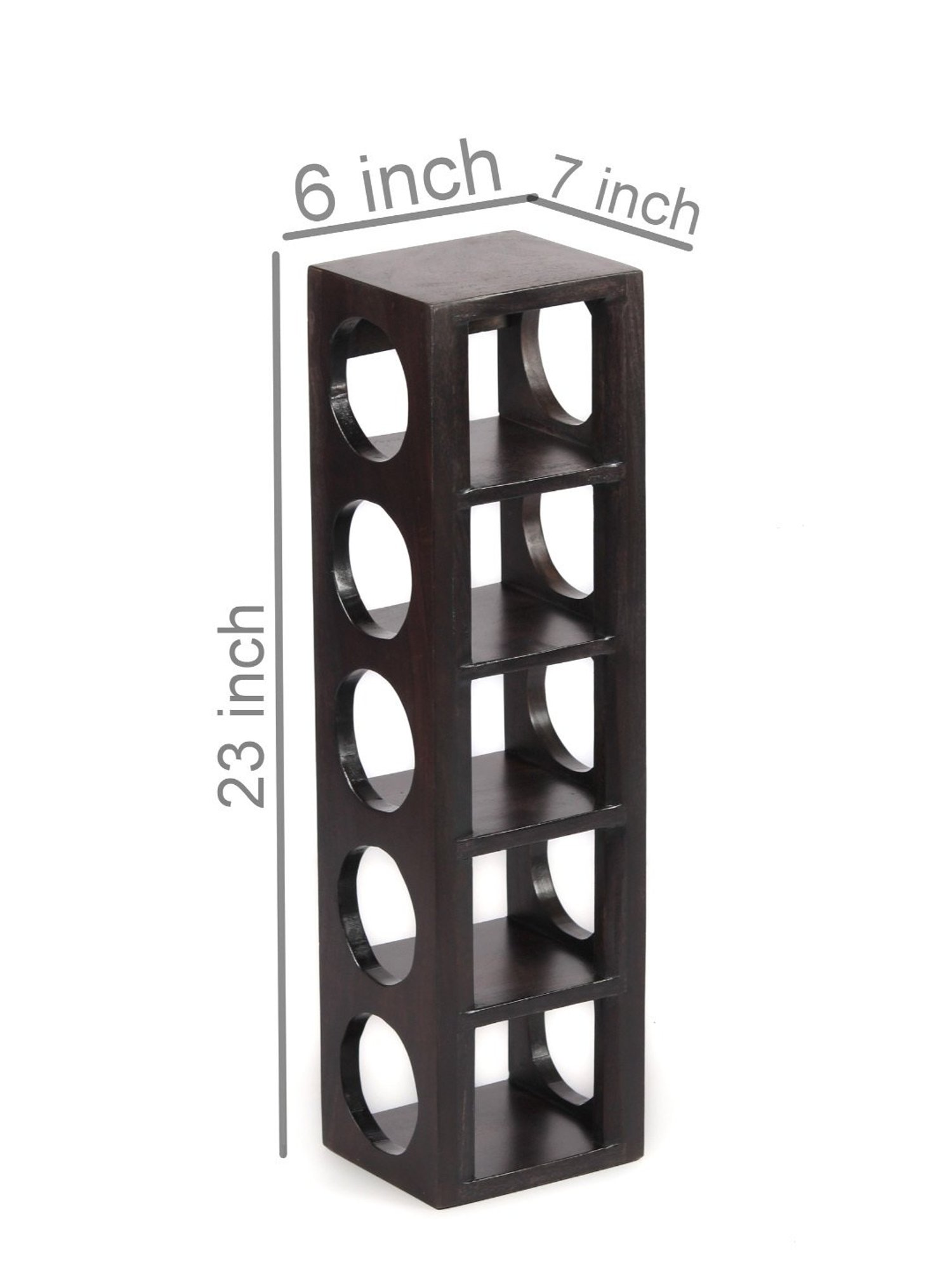 Ikiriya Kassel Solid Brown Wood Wine Rack Teak Finish