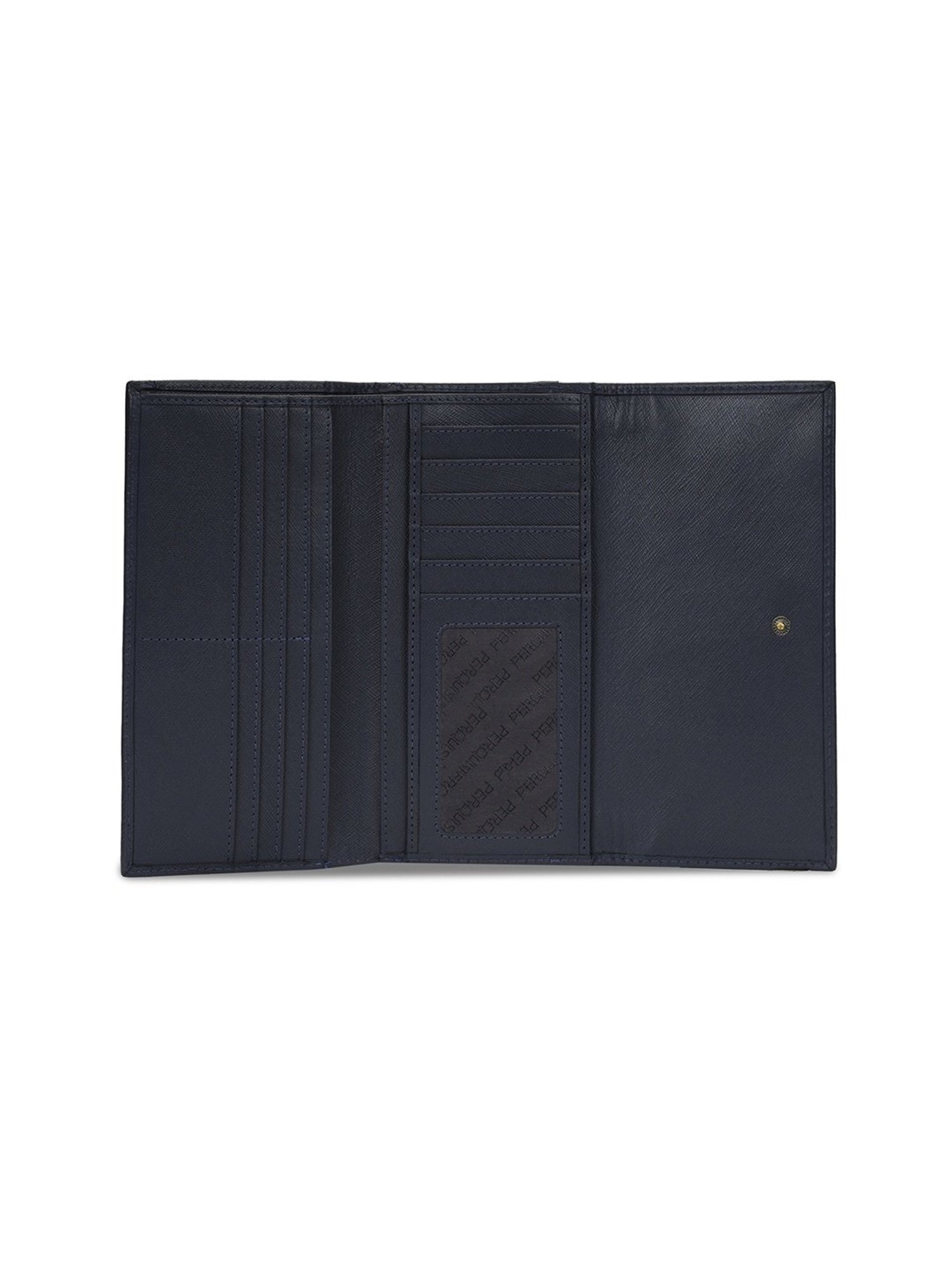 PERQUISITE LEONORA Navy Blue Textured Tri-Fold Wallet for women