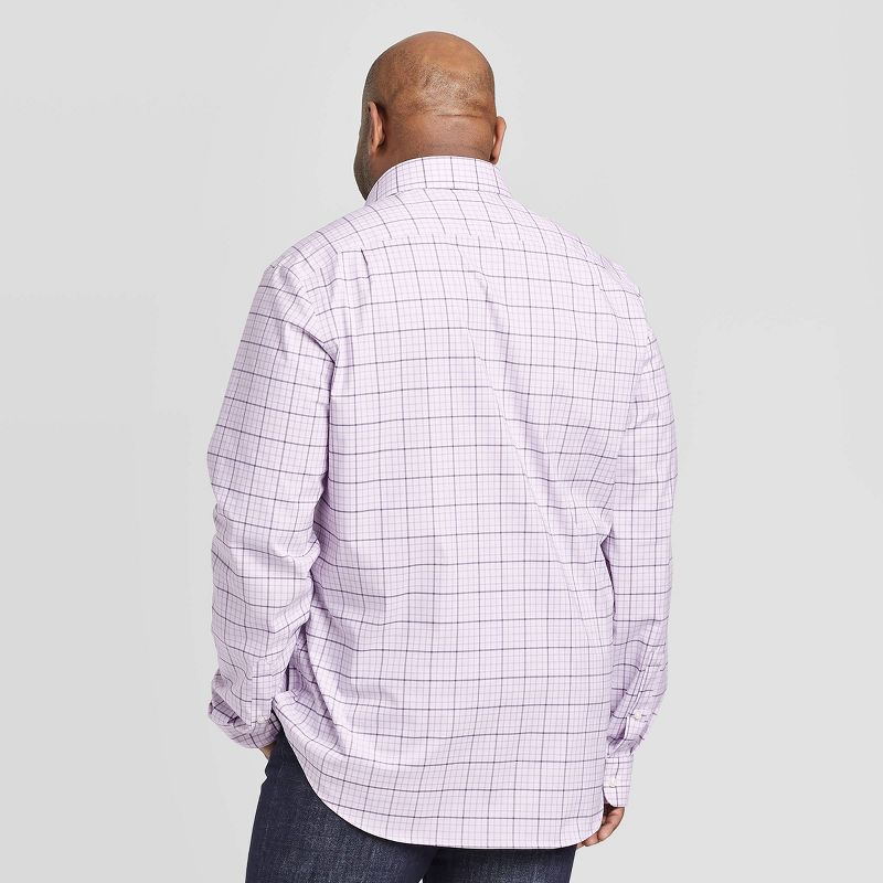 Men's Tall Plaid Standard Fit Non-Iron Dress Long Sleeve Button-Down Shirt - Goodfellow & Co™ Lavender MT