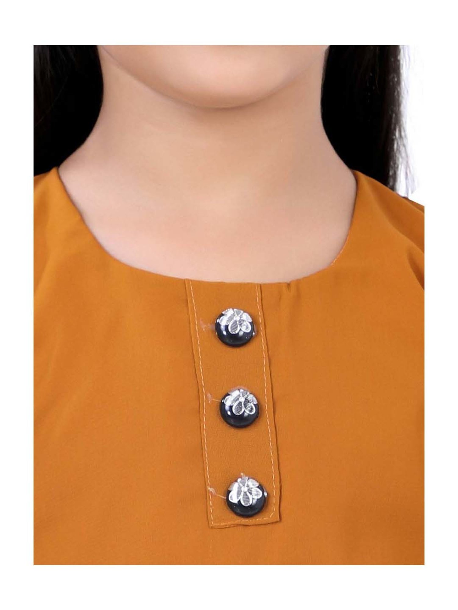 poplins Kids Mustard & Black Cotton Regular Fit Top Set