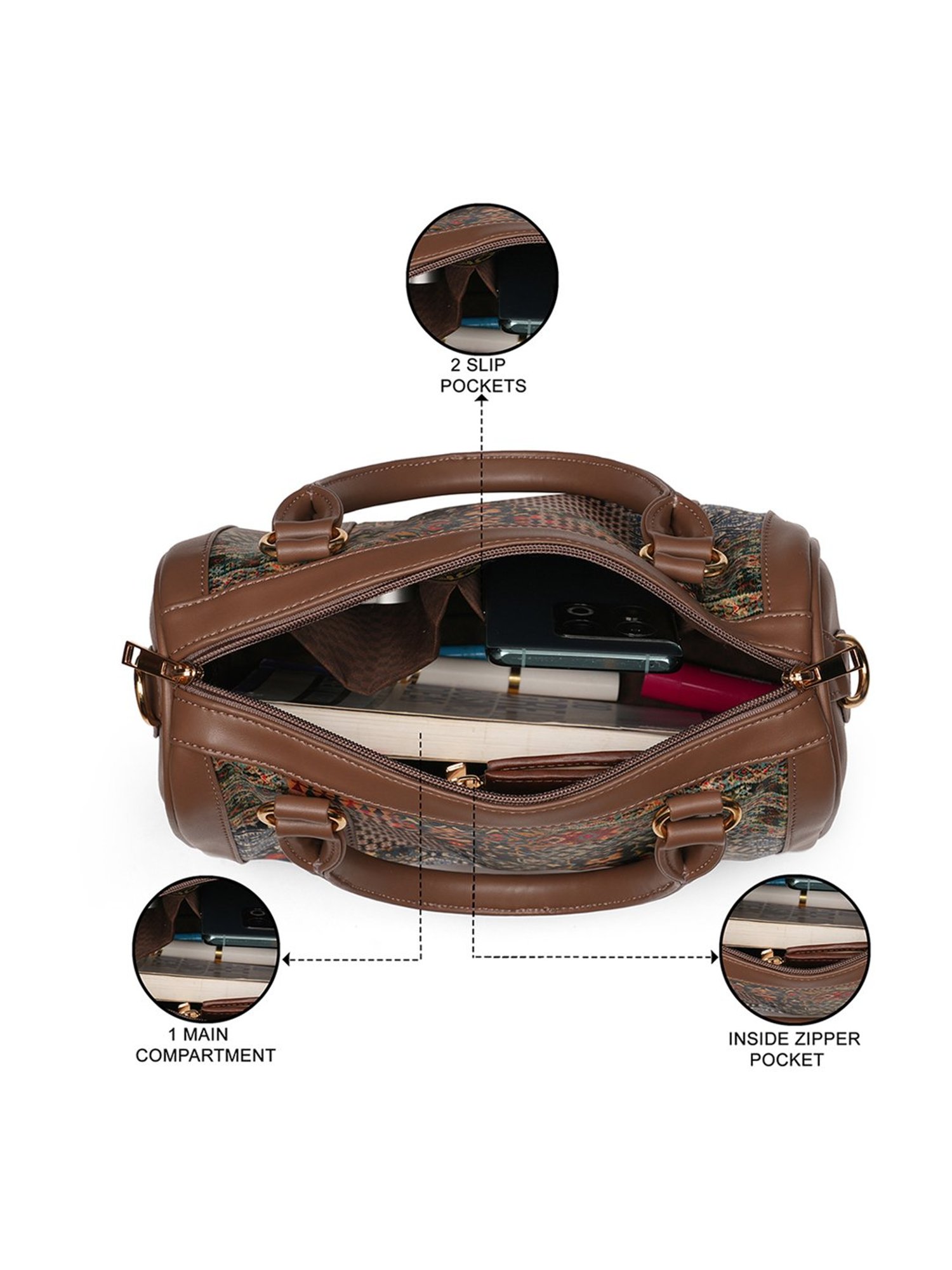 Glo By Globus Multi Ethnic Motifs Printed Medium Duffle Bag