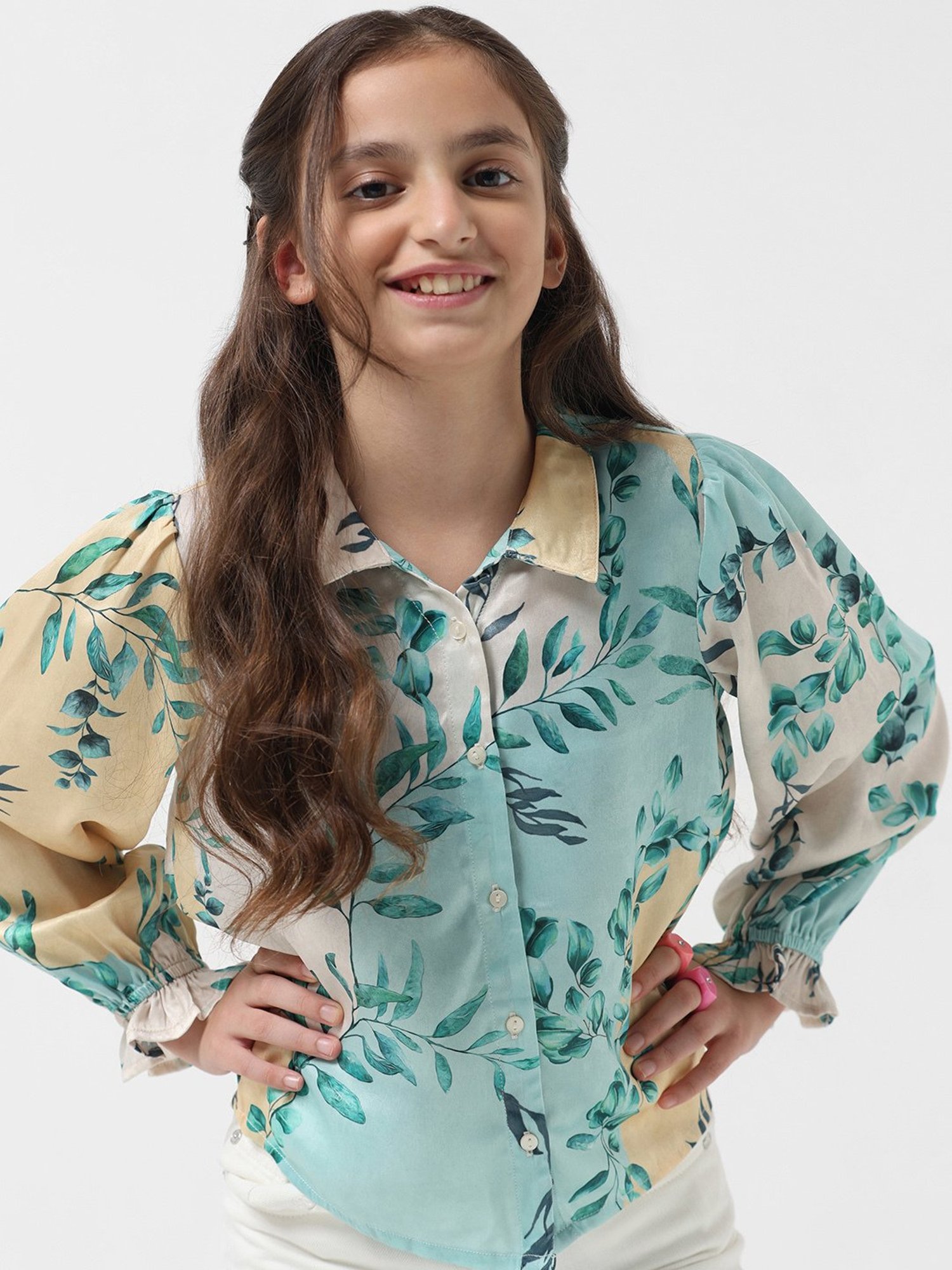 VERO MODA GIRL Multicolor Printed Full Sleeves Shirt Top