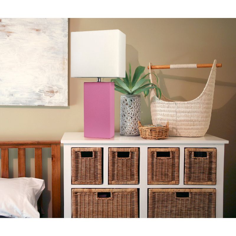 21" Monaco Avenue Modern Leather Table Lamp Hot Pink - Elegant Designs