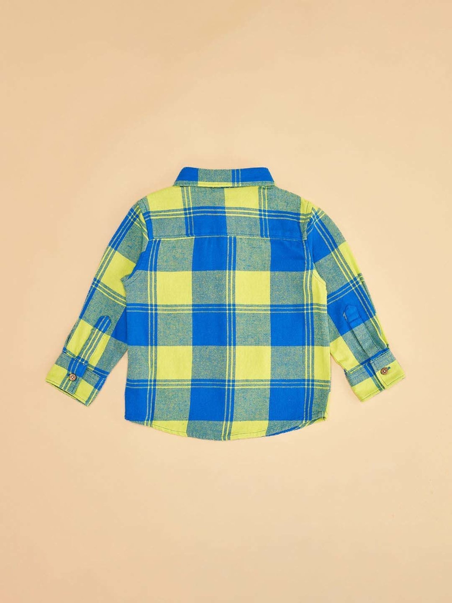 Pantaloons Baby Kids Blue & Yellow Cotton Chequered Full Sleeves Shirt