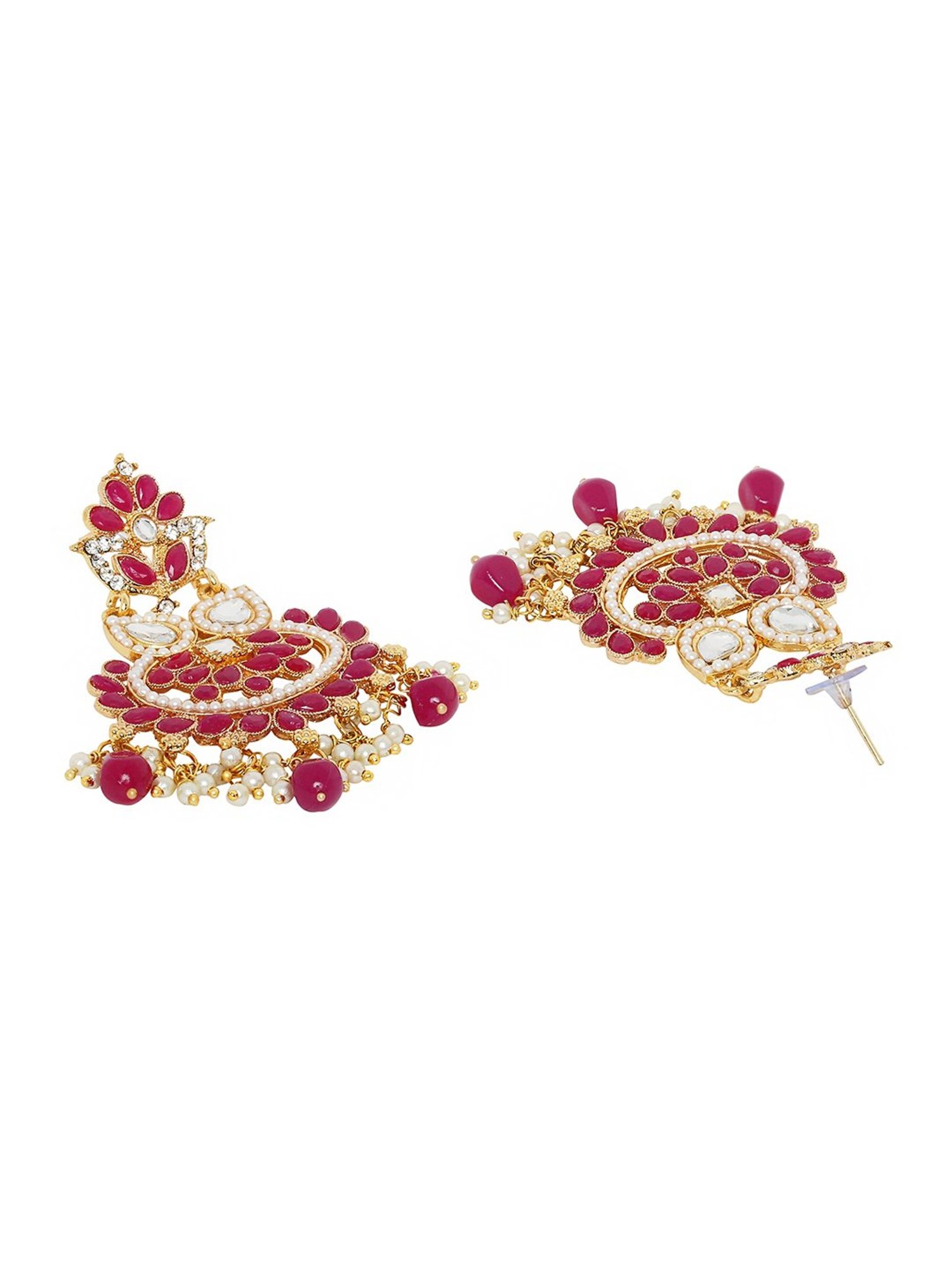 OOMPH Jewellery Red Stones & Kundan Large Ethnic Dangler