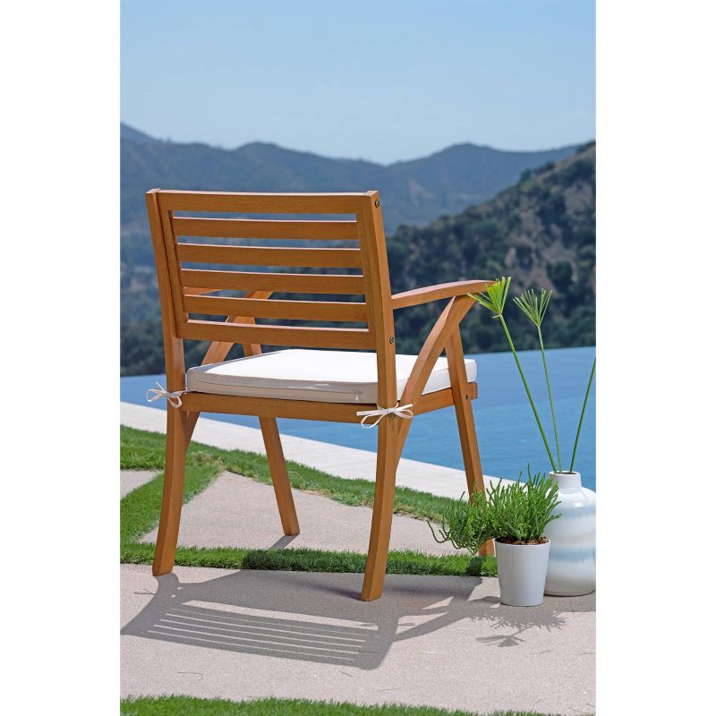 Tanner 2pk Outdoor Wood Cushioned Arm Chairs - Natural Brown - Coaster