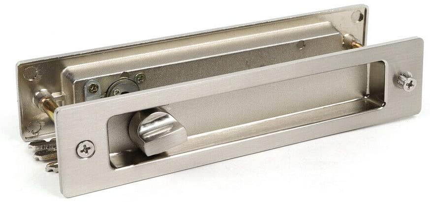TFCFL Generic Recessed Sliding Pocket Privacy Lock Door Latch Brushed Nickel Pull Handles Lock