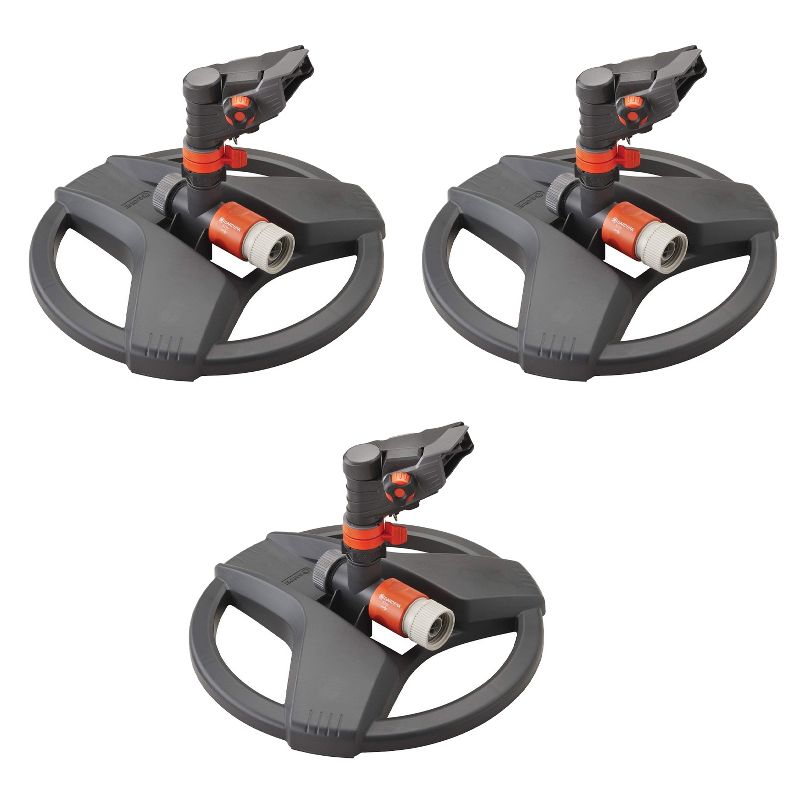 Gardena 38142 Classic Impulse Lawn and Garden Sprinkler on Weighted Base with Adjustable Flow Range, Pack of 3