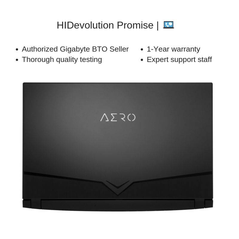 HIDevolution Gigabyte AERO 15 OLED SA-7US5130SH 15.6" UHD AMOLED | 2.6GHz i7-9750H, GTX 1660Ti, 16GB 2666MHz RAM, PCIe 512GB SSD | Authorized Performance Upgrades & Warranty