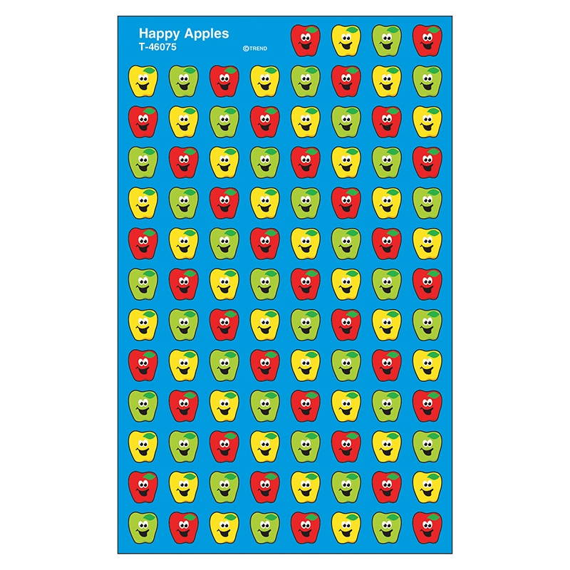 TREND ENTERPRISES INC. T-46075 HAPPY APPLES SUPERSHAPE SUPERSPOTS/ SHAPES STICKERS