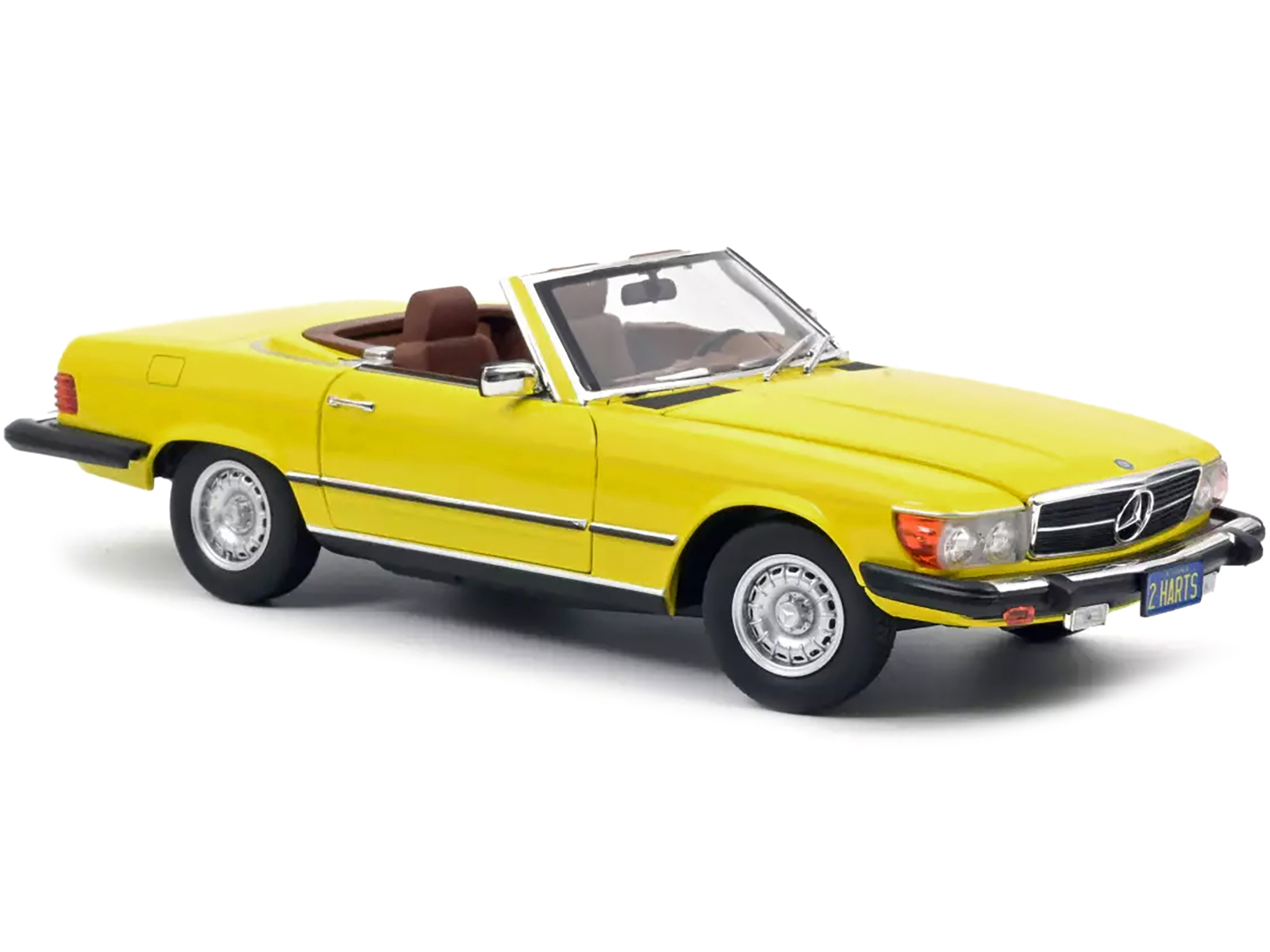 1979 Mercedes-Benz 450 SL Cabriolet (US Version) Yellow with Black Stripes 1/18 Diecast Model Car by Norev