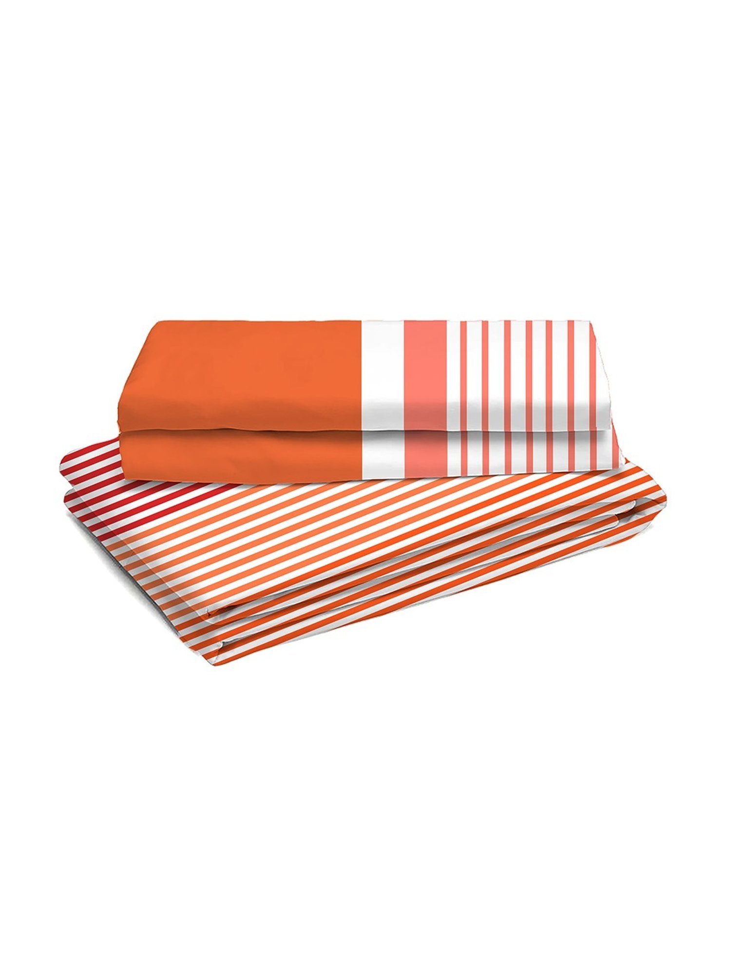 Layers Firenze Stripes Orange 144 TC Cotton Double Bedding Set
