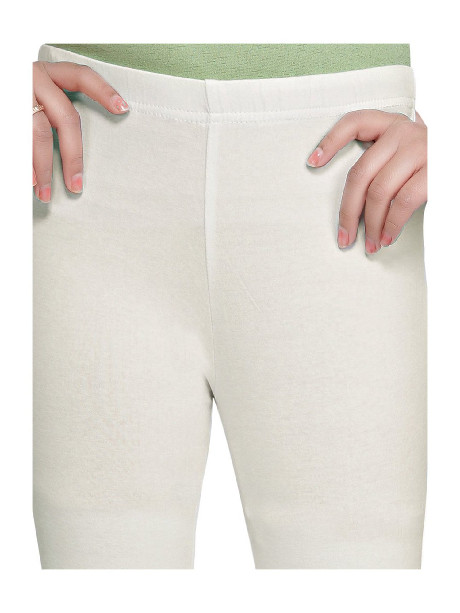 Tiny Girl Cream Solid Leggings