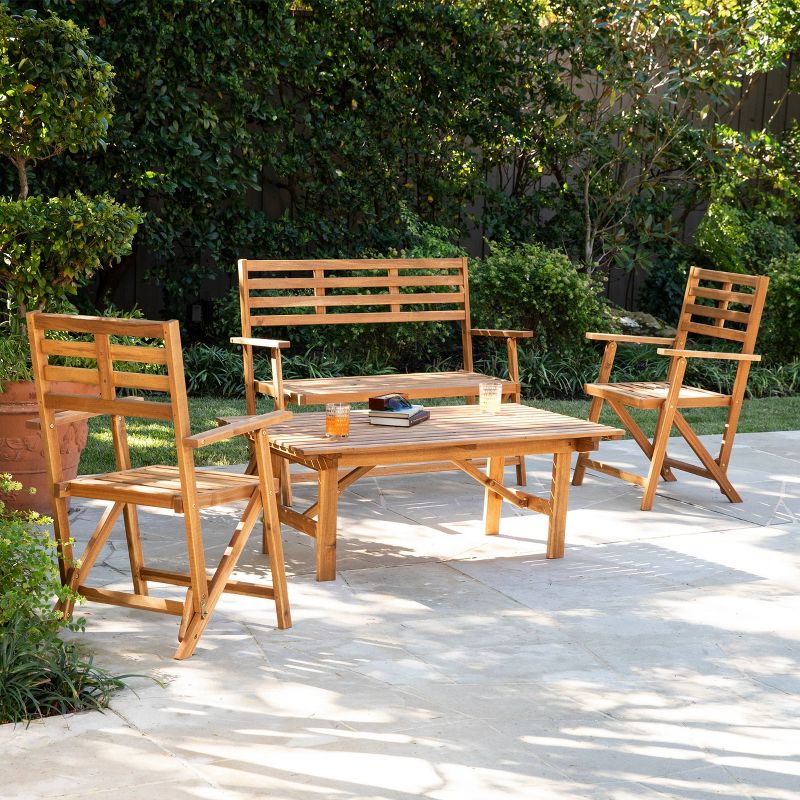 Wood Outdoor Bench in Natural Brown-Pemberly Row
