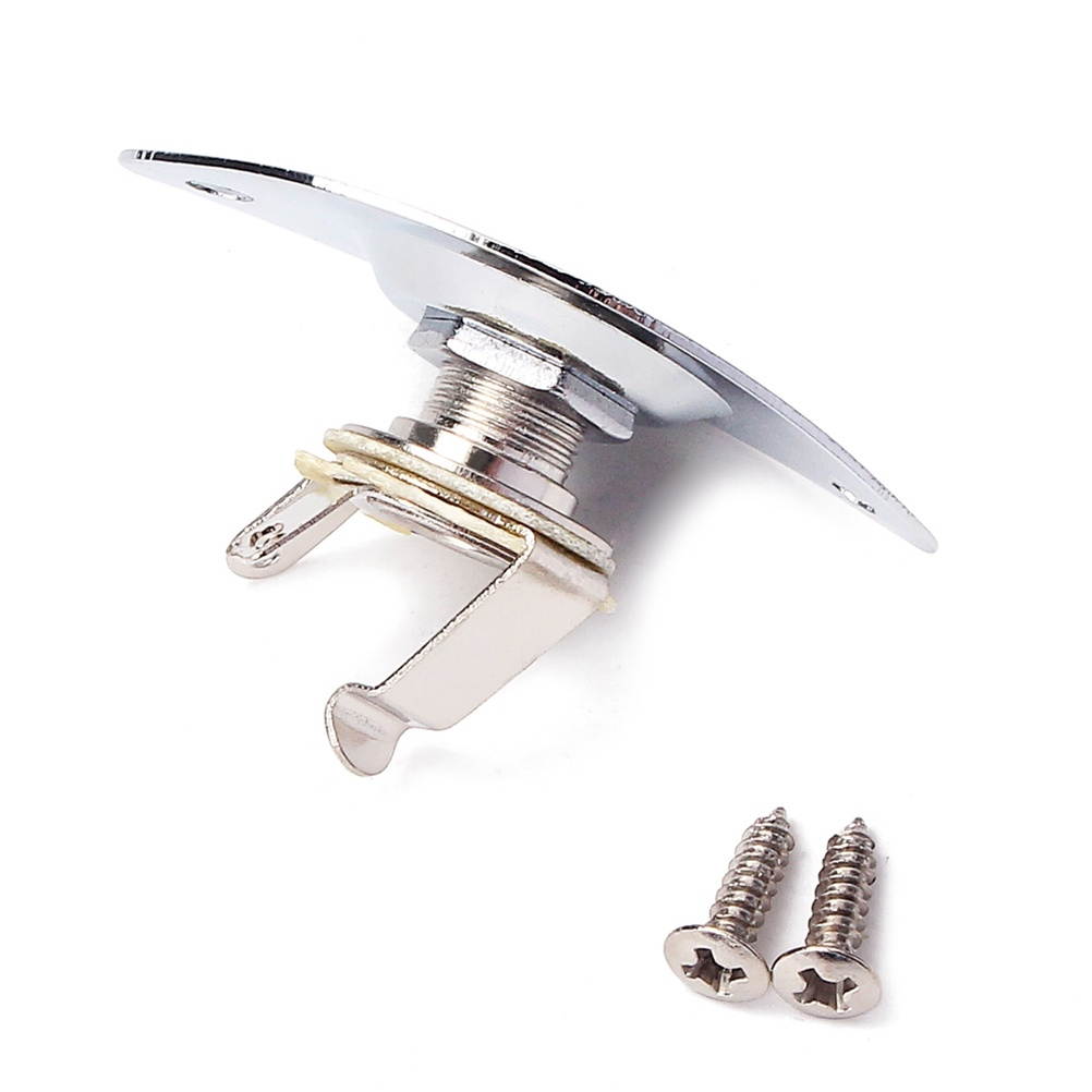 Indented 1/4 Inch Oval Guitar Pickup Output Input Jack Plug Socket 6.35mm With 2 Mounting Screws for Electric Guitar Bass (Golden)