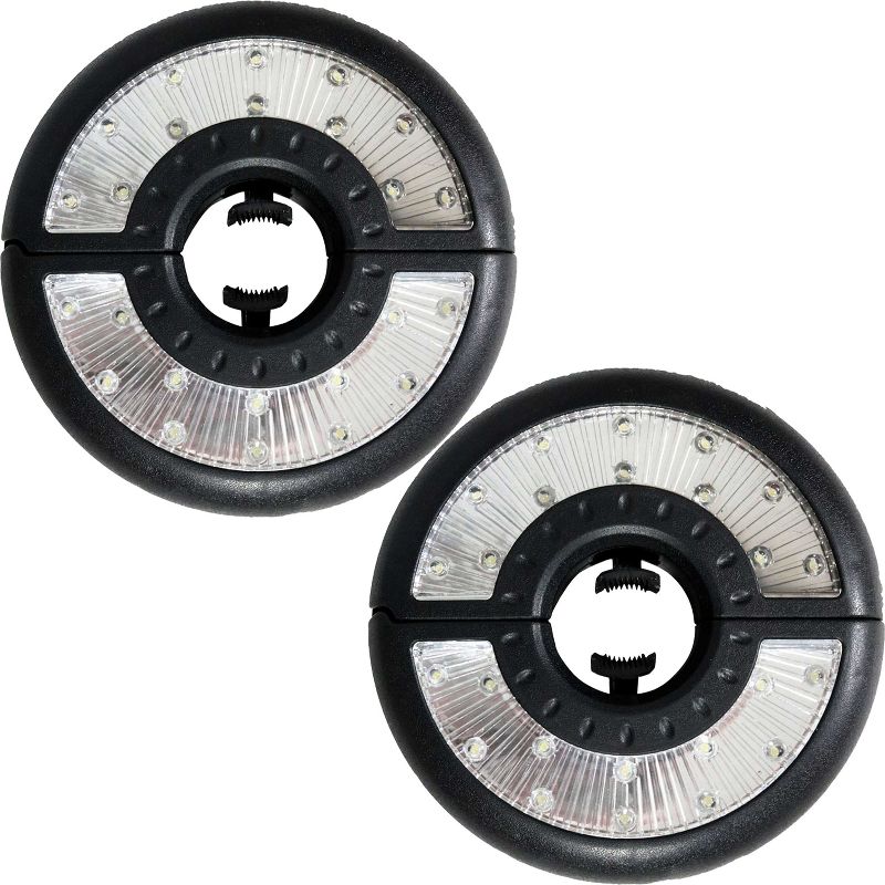 Sunnydaze Outdoor 2-Panel Cordless Battery Operated LED Patio Umbrella Pole and Tent Light - Black - 2pk