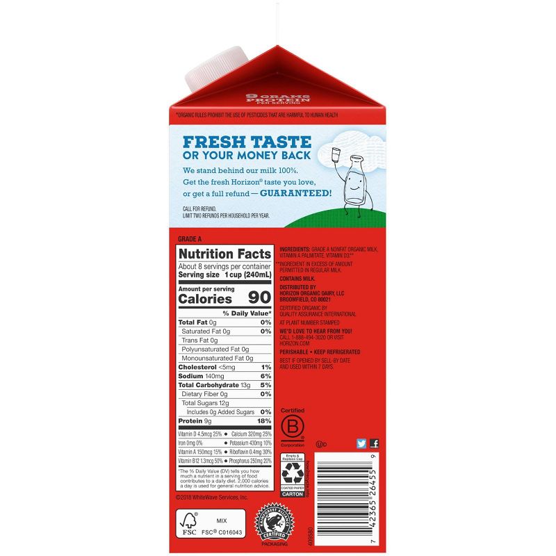 Horizon Organic Skim Milk - 0.5gal