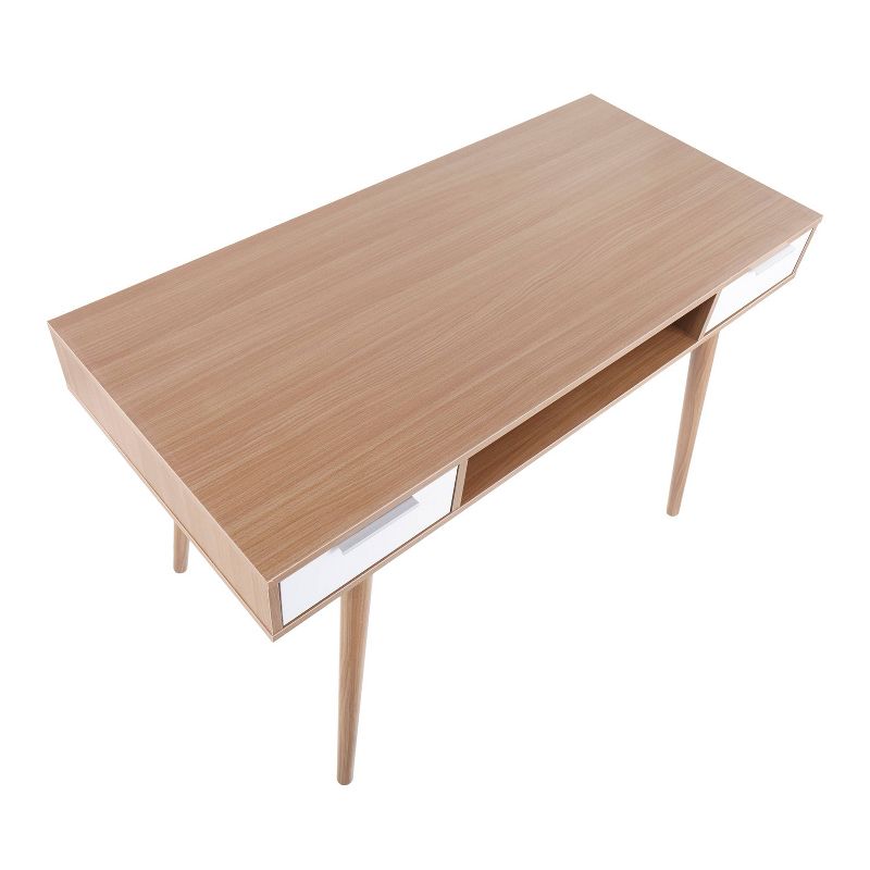 Pebble Double Contemporary Computer Desk Wood Natural/White - LumiSource