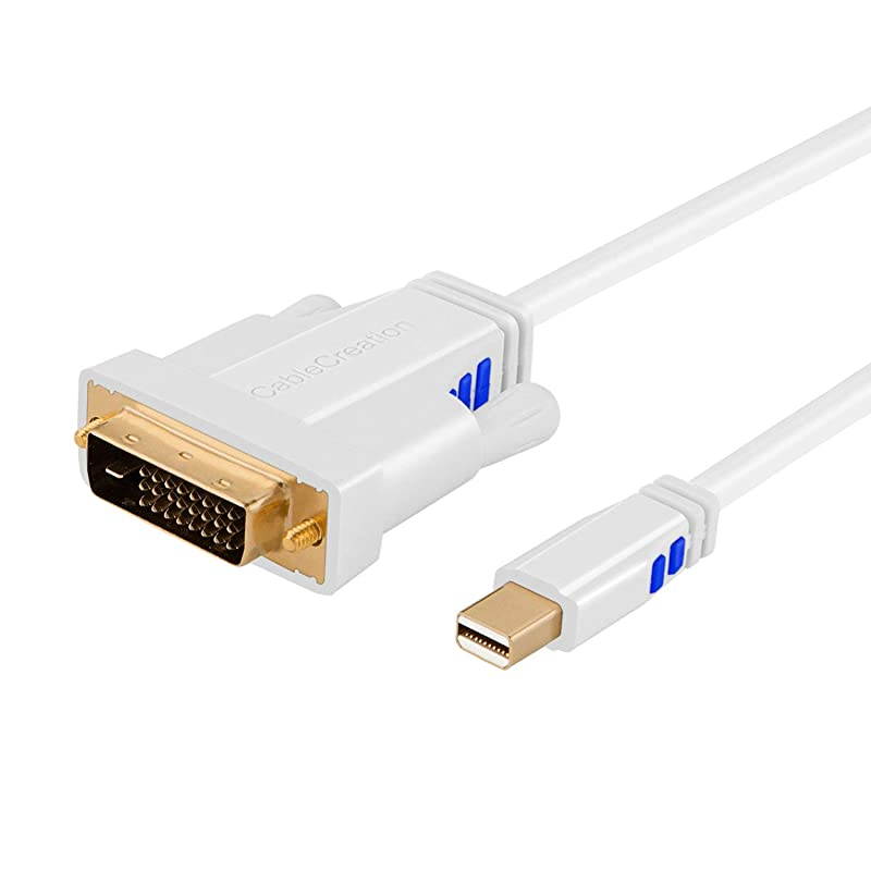 Mini DP mDP to DVI Cable 15ft  Mini Display Port Thunderbolt 2 to DVI Cable Compatible with MacBook iMac HDTVProjector UltraHD4Kx2K3D 45M White