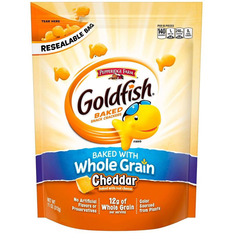 Pepperidge Farm Goldfish Baked with Whole Grain Cheddar Crackers - 11oz Resealable-Bag