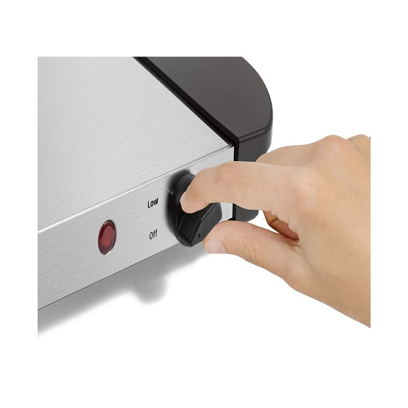 Chefman RJ22-SS-B 3 Pan Electric Surface Buffet Server Plus 14 by 14 Inch Warming Tray with Adjustable Temperature Controls, Stainless Steel