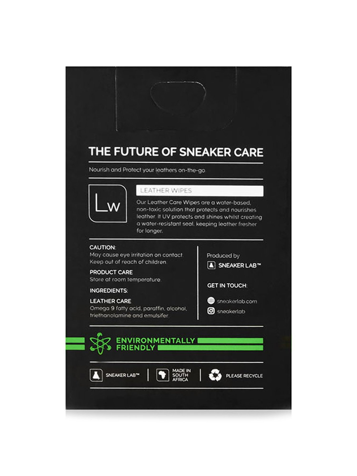 Sneaker Lab Environmentally Friendly Leather Conditioner & Cleaning Wipes - 12 Pack